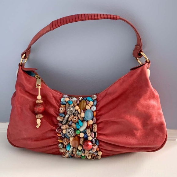 Kate Landry Beaded Leather Hobo Bag - Picture 1 of 7